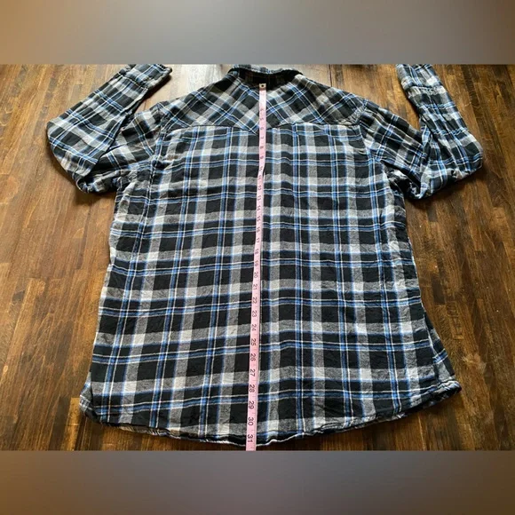 Wrangler Wrancher Mens 2XT Western Plaid Pearl Snap Flannel Shirt Blue Gray - Picture 7 of 8